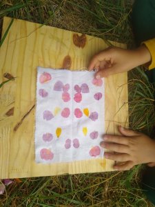 Pétales de fleurs pour frappage de plantes, Hapazome ou tataki-zomé